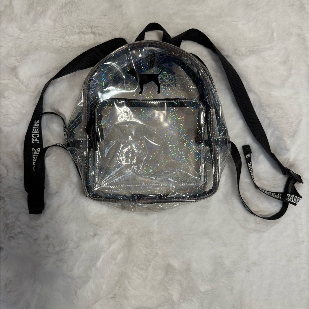 PINK Victoria's Secret Holographic Clear Mini Backpack